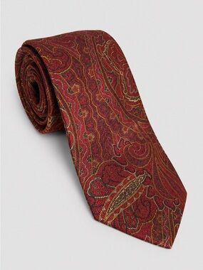 Brooks Brothers Makers Red Paisley Silk Tie Made in USA Printed Italy